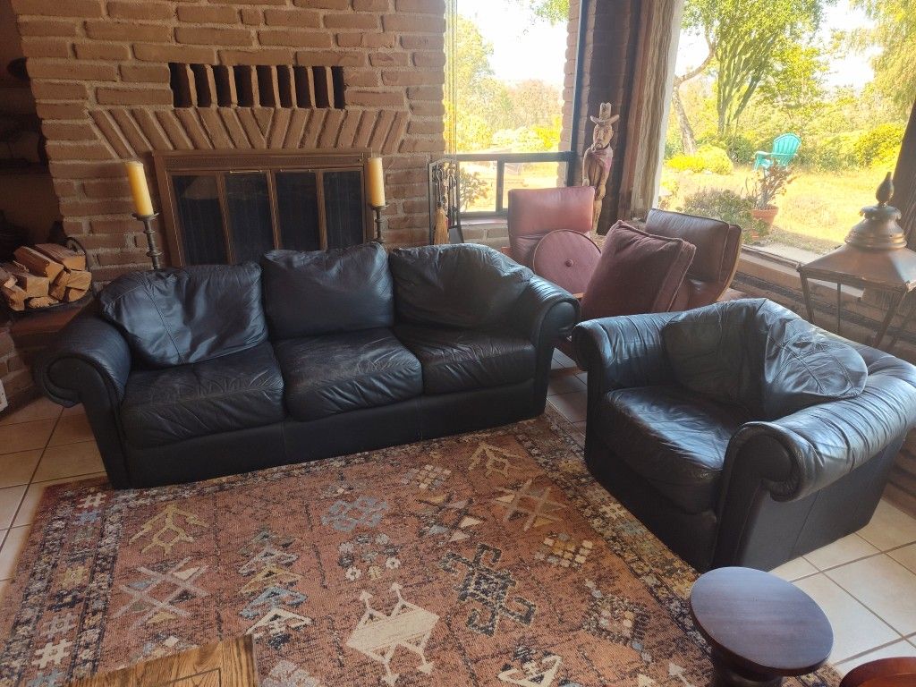 Black Leather Couch And Chair FREE!!