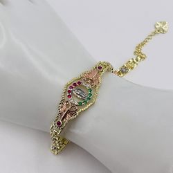 Virgin of Guadalupe bracelet 14k gold plated/Pulsera Virgen de Guadalupe bañada en oro 14k
