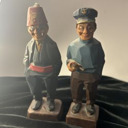Vintage Hand Carved Wooden Sea Captain Figurines