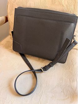 Black Leather Briefcase with Adjustable Shoulder Strap Used