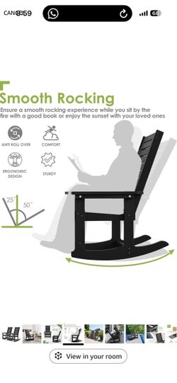 Greenvines oversized outdoor rocking chairs set of 2, dark grey/black
