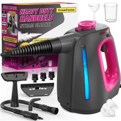 Heavy Duty Handheld Steam Cleaner for Cleaning with Lockable Steam Button&11pcs Accessories, Unlimited Water Addition for Continuous Steaming, Multi-P