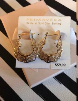 Vintage 24kt Gold over Sterling Silver Hoops