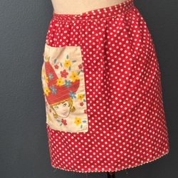 Women's Vintage Half Apron Red Polka Dot Apron
