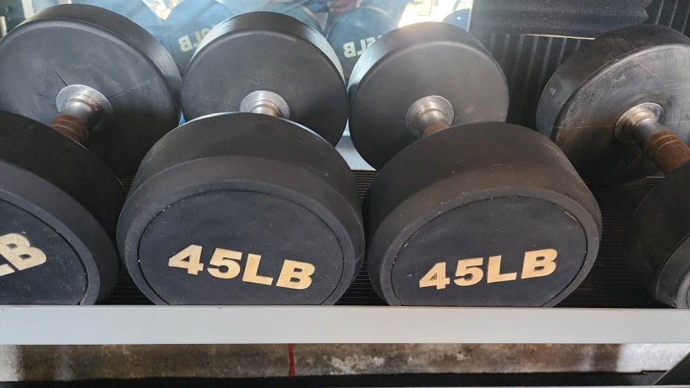 45lb Pro Style Rubber Dumbbell