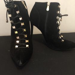 Women’s Black suede boots/heels Size 10