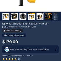 BRAND NEW** DEWALT XTREME 12V Max SDS-Plus Cordless Rotary Hammer Drill!