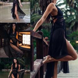 Lace Nightgown Mesh Nighty Babysitting 