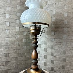 Antique Brass and Wood Lamp