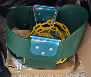 Full Bucket Toddler Swing Seat with Plastic Coated Chains, USA Made Outdoor Bucket Swing for Playgro