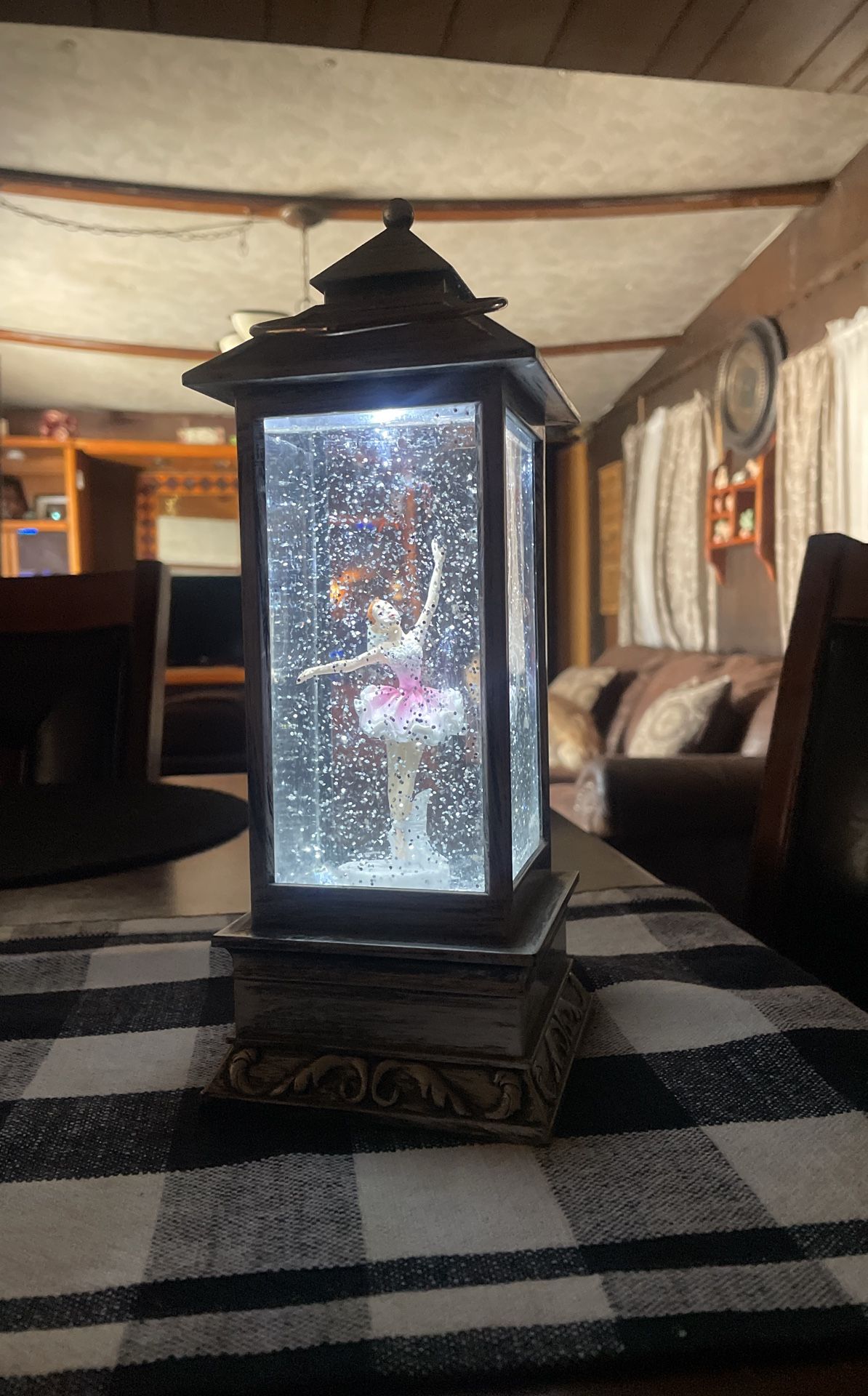 Dancing Ballerina Snow Globe Lights Up Very Pretty In Good Condition