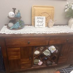 Wood Sideboard Buffet Cabinet With Wine Rack