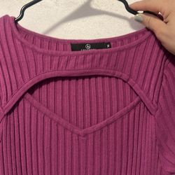 Stretchy-dress V neck  fuchia long sleeve