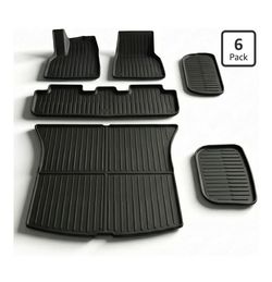 6 Pcs for Tesla Model Y Juniper Accessories 2025 2026 (Not Fit Standard) All Weather TPE Anti-Slip Floor Mats & Cargo Liner Front Frunk Rear Trunk Mat