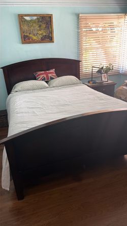 Queen Size Wood  Bed frame and Mattress