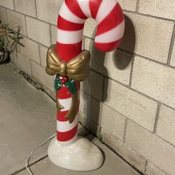 CHRISTMAS CANDY CANE W/ BOW BLOW MOLD YARD HOLIDAY LIGHT DECOR 