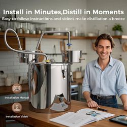 3 Pots 13.2Gal/50L Moonshine Still Kit Complete with Thumper and Condenser, Thermometer, Submersible Pump, Stainless Steel Alcohol Distiller Home Brew