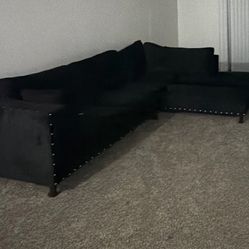 Black Suede Sectional Sofa 