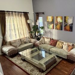 Must Go by Mar 29 -Luxury Designer Sectional Sofa Set + Glass Center Table | $350 OBO