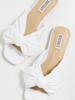 Badgley Mischka White Bow Slide Sandals Women's Size 7.5