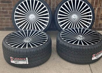 🌟22x9 | 22x10.5 MERCEDES - BENZ WHEELS BLACK MACHINED MULTI-SPOKE RIMS 5x112 + NEW TIRES S CLASS