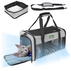 Brandnew TSA Approved Pet Carrier in Cabin, 17"x11"x9.5" Soft Cat Carriers for Small Cats up to 12 lb, Top-Open Portable Dog Carrier with Litter Box a