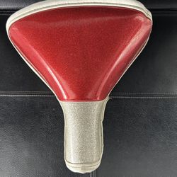 Vintage Red And White Metallic Look Bicycle Seat