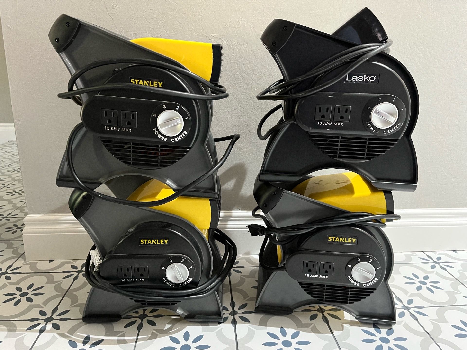 Set of four utility air movers/floor dryers - Stanley/Lasko