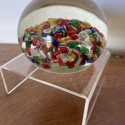 Millefiori Scattered Glass Paperweight. 7th St/Thunderbird 