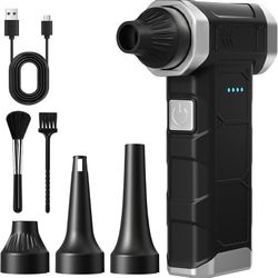 Compressed Air Duster, 110000 RPM High-Speed Electric Air Duster with Brushless Motor, 3 Rotatable Nozzles, 5 Speed Modes & 4000mAh Rechargeable Batte
