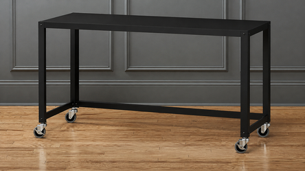 CB2 Go-Cart Black Metal Desk on Wheels – 48”