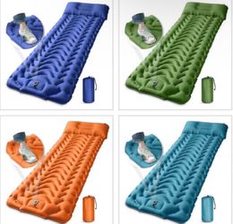 Camping Sleeping Pad, Extra Thickness 4 Inch Inflatable Sleeping Mat with Pillow Built-in Pump, Compact Ultralight Waterproof Camping Air Mattress for