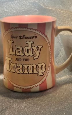 Disney's Lady and the Tramp 25th Anniversary Pink Coffee Spaghetti Scene Mug Cup