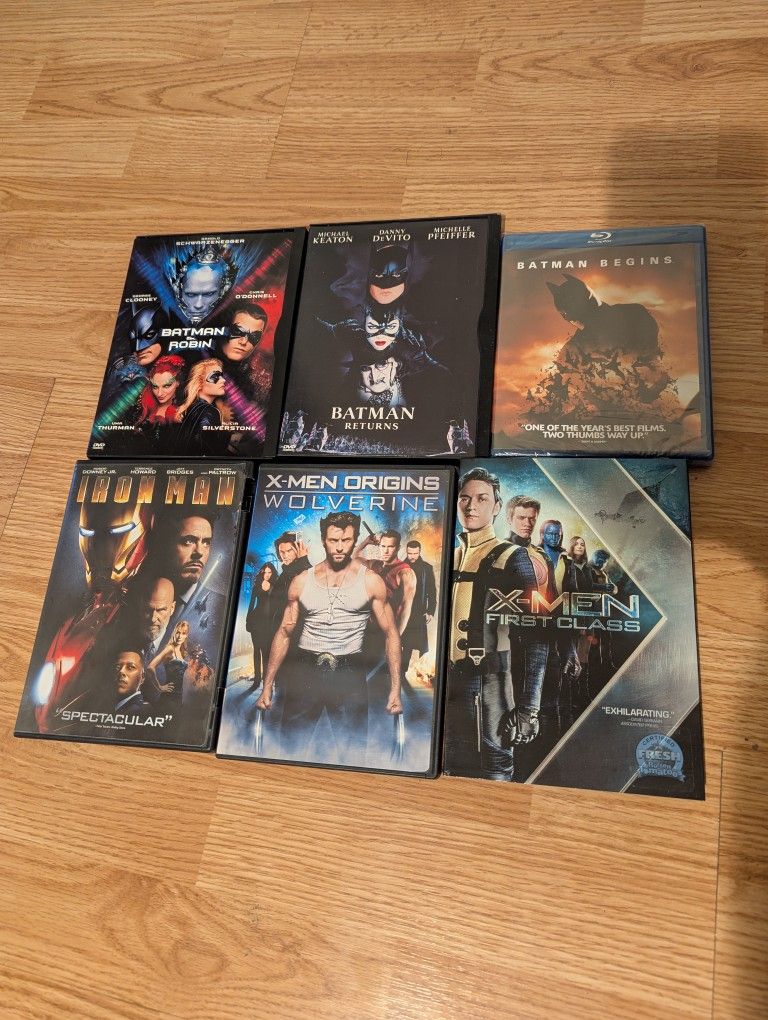Superhero DVD/Blu-ray Lot (Batman, X-Men, Ironman)