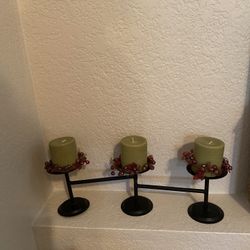 Candle Holders  2 Sets  Each set holds three candles each. New. 