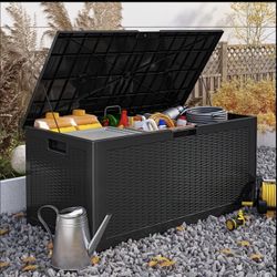 $80 firm, 100 Gal Extra-large Capacity Storage Deck Box Container, Black