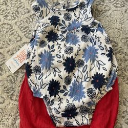 July 4th baby Girl Outfit Set Dress And Bodysuit NWT