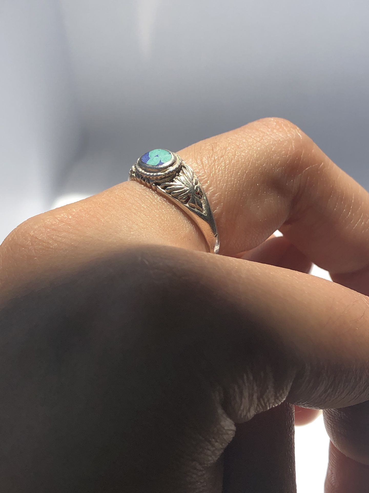American native 925 sterling silver lapislázuli and turquoise ring