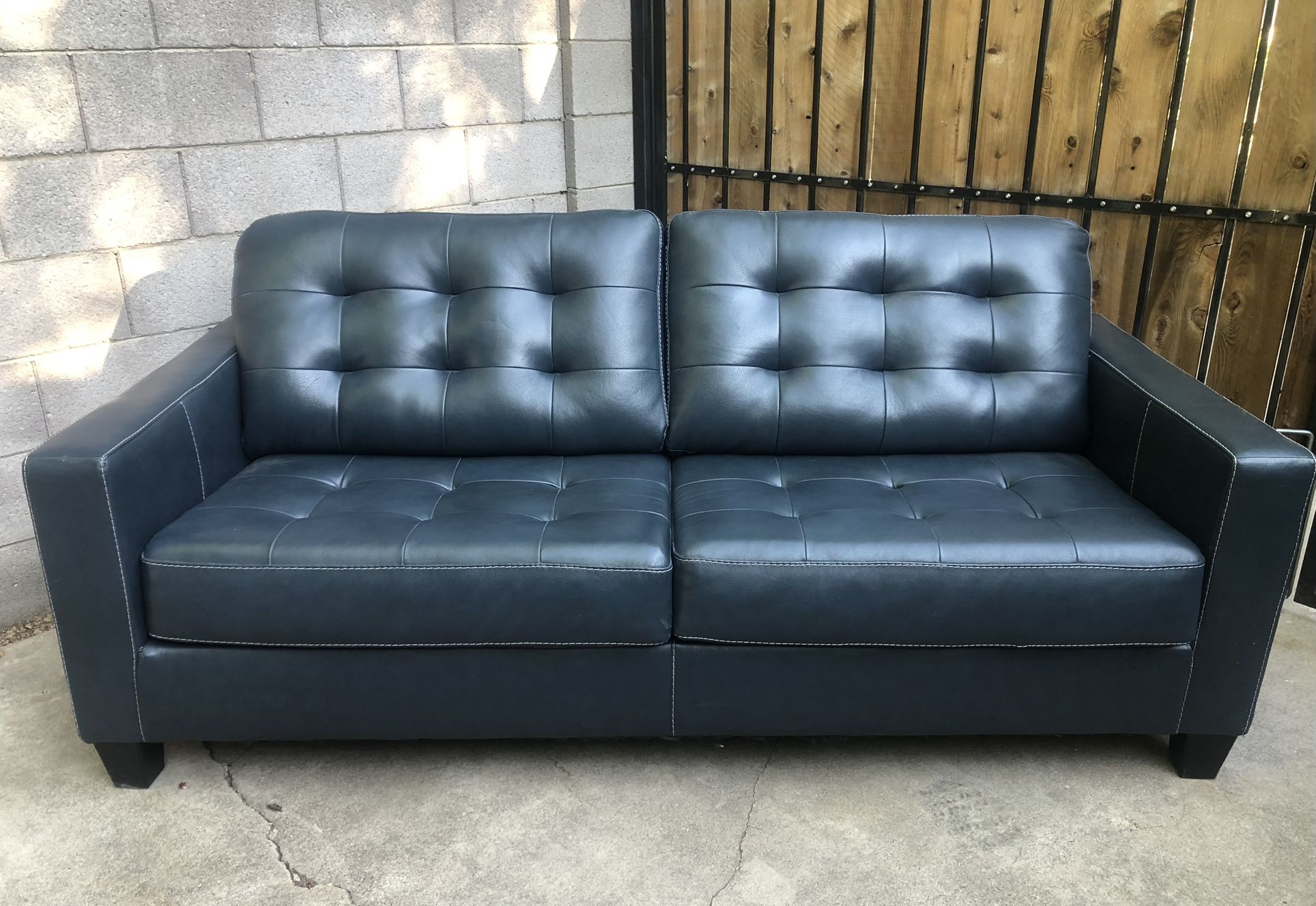 Blue Faux Leather Sofa Couch - Delivery Available