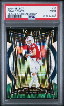 2024 Select Drake Maye Black Green Shock #27 PSA 9 New England Patriots 