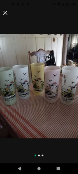 Vintage Frosted .Set #5 Glasses.