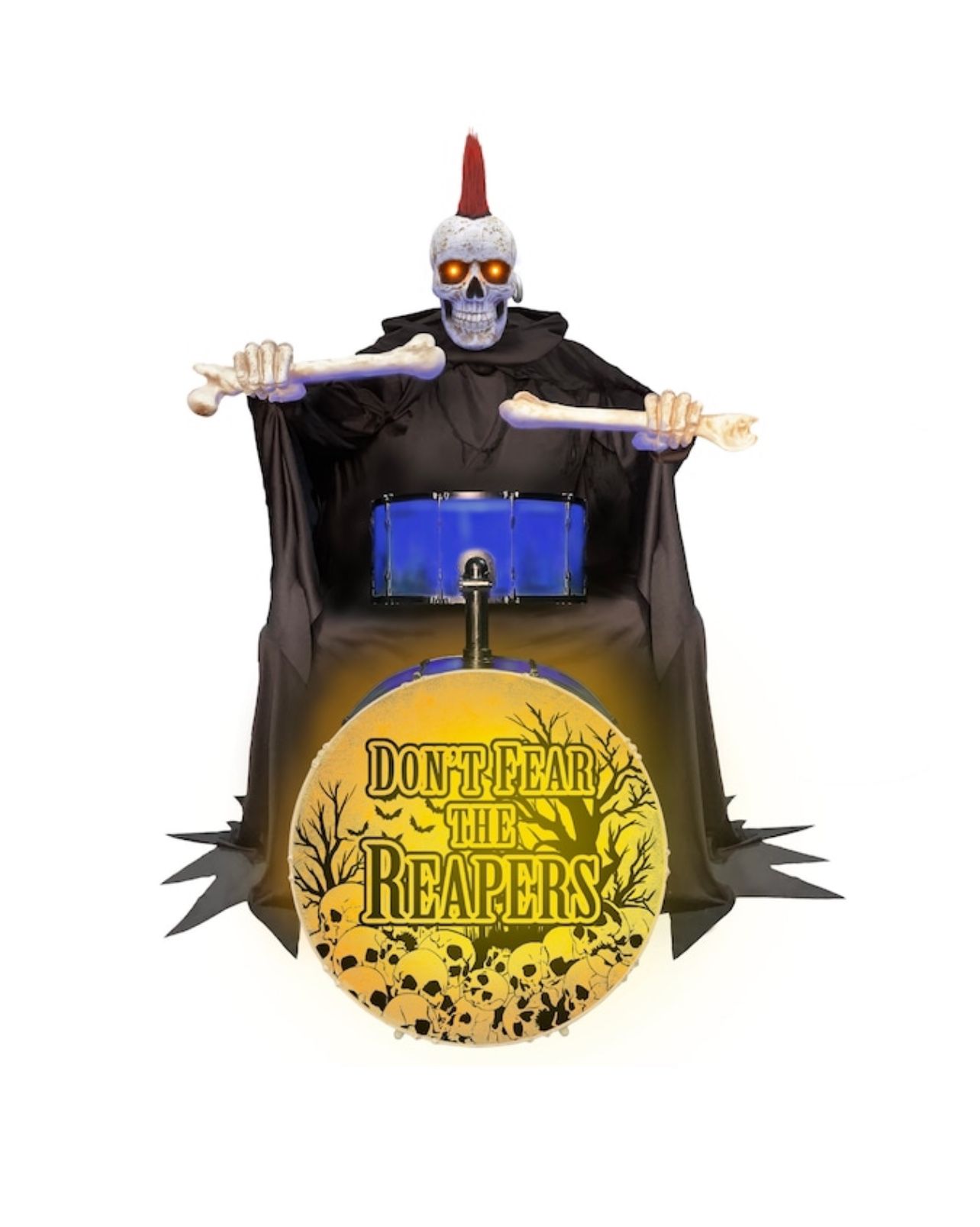 Haunted Living 4-ft Bluetooth Reaper Band LED Drummer Animatronic