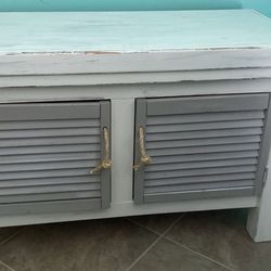 Distressed Coastal Cabinet - White & Gray