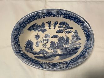 Vintage Blue Willow Oval Bowl - made in Japan