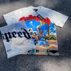 🔥 Godspeed Graphic Tee – “Skeleton Beach” Design