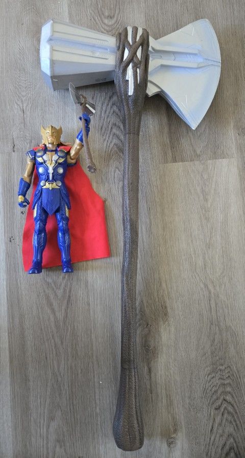 Avengers Marvel Endgame Thor Stormbreaker Axe Cosplay Foam Prop 36" PLUS Thor Action Figure