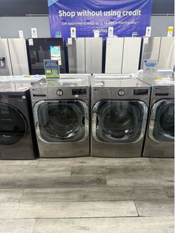 ✨ LG - 5.2 Cu. Ft. High-Efficiency Stackable Smart Front Load Washer with Steam & 9.0 Cu Ft Smart Gas Dryer With Steam Set ( Extra Large Capacity ) ✨