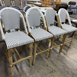 Set of 4,PURPLE LEAF French Counter Height Bar Stools,2 Bamboo Print Finish Outdoor Bar Stools