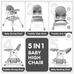 HARPPA 5-in-1 Convertible High Chair for Babies and Toddlers, Gray