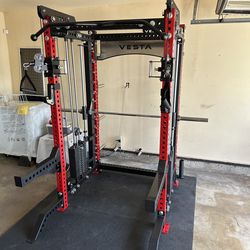 PRO SERIES Ultimate 3-1 Half Rack Functional Trainer w/Smith Machine Bar | 400lb Stack | Gym Equipment | Fitness | Commercial | Squat Rack